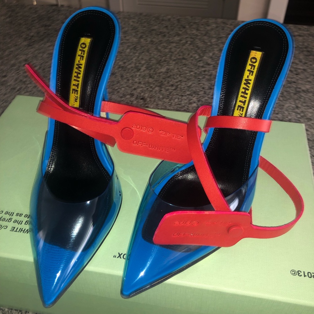 Off White Zip Tie Mule